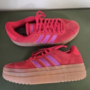 Brand new Adidas red and pink platform sneakers size 8